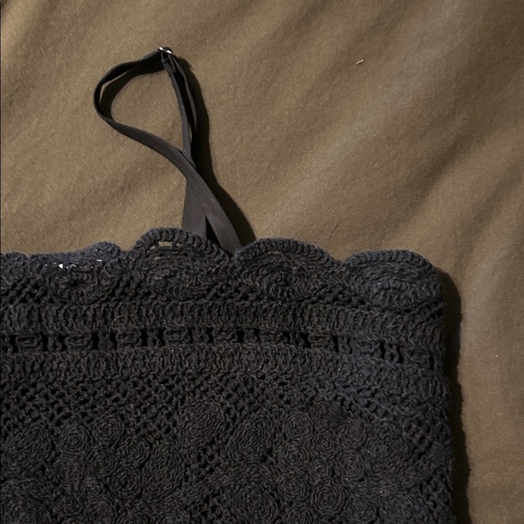 JCrew Black Lace Crop Top Bandeau Top - Picture 2 of 7